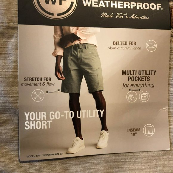 Weatherproof Belted Utility Short Stretch 44W Khaki Hiking Camping Gorpcore NWT - Picture 4 of 5